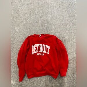 Red Detroit Hockey crew neck